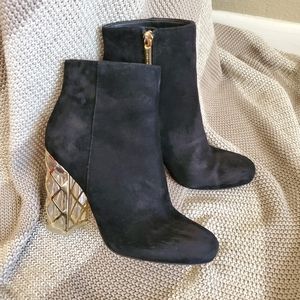 Karl Lagerfeld Gold Heel Booties 6.5